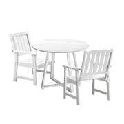 3PCS Outdoor Dining Set with Table & Solid Wood Chairs for Patio Use