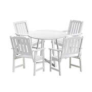 5PCS Outdoor Dining Set with Table & Solid Wood Chairs for Patio Deck