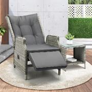  Outoodr Recliner Chair Sun Lounge & Table Set utdoor Furniture Patio Sofa