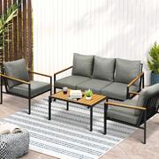Black Patio Furniture Set with Cushioned Comfort