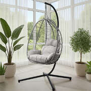 Outdoor Rattan Hanging Chair Porch Swing Chair Egg Seat Grey
