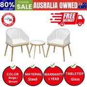 3PCS Outdoor Furniture Lounge Setting Dining Table Chair Patio Bistro Set