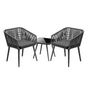 Outdoor Furniture 3 Piece Lounge Setting Chairs Side Table Bistro Set Patio