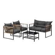 4 Piece Outdoor Furniture Setting Garden Patio Lounge Sofa Table Chairs