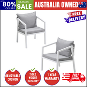 2PCS Outdoor Furniture Chairs Garden Patio Lounge Set Steel Frame White