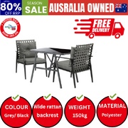 Outdoor Dining Setting Garden Patio Furniture Rattan Chairs Set 3 Piece
