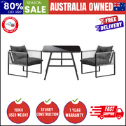 3PCS Outdoor Dining Set Coffee Table Armchairs with Cushions