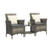 3-Piece Outdoor Wicker Bistro Set - Patio Garden Table & Chairs