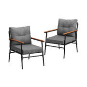 2PCS Outdoor Chairs Garden Patio Armchair Black