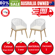 Outdoor Furniture Lounge Setting Chairs 2x Bistro Patio Garden Set Beige