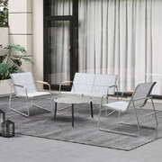 Outdoor Lounge Set 4 Seater Patio Chairs 70cm Grey Table