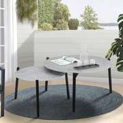Outdoor Coffee Side Marble Table Set Grey 2PC