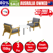 2 Seater Outdoor Lounge Set 70cm White Coffee Side Table