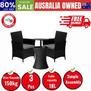 Outdoor Patio Set Ice Bucket Table Black Bistro Setting 3pcs