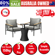 Outdoor Patio Set Ice Bucket Black Table Sofa Setting 3pcs