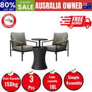 Outdoor Patio Set Ice Bucket Black Adjustable Table Sofa Set 3pcs