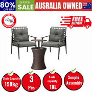 Outdoor Patio Set Ice Bucket Brown Table 2 Seater Bistro Set