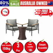 Outdoor Patio Set Ice Bucket Brown Table Sofa Setting 3pcs
