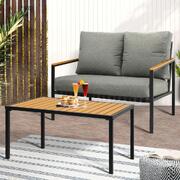 Elegant Outdoor Dining: 2-Piece Patio Furniture Set with Lounge Chairs and Table