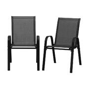 Set of 2 Outdoor Stackable Chairs Patio Furniture Lounge Chair Bistro Set