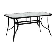 140cm Outdoor Dining Glass Table Rectangle Patio Furniture Lounge Bistro