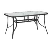 140cm Outdoor Dining Glass Table Rectangle Patio Furniture Bistro Grey