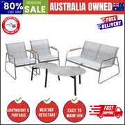 4-Seater Outdoor Lounge Set Grey Patio Furniture Table Chairs Garden Set