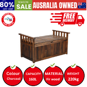 Outdoor Storage Box Wooden Garden Bench L Charcoal