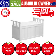 Outdoor Storage Box Wooden Garden Bench L White
