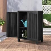 Secure and Spacious Outdoor Storage Solution: Lockable Black Garden Garage Cupboard