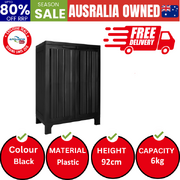 Secure and Spacious Outdoor Storage Solution: Lockable Black Garden Garage Cupboard