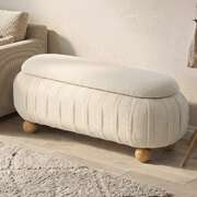 Boucle Storage Ottoman Oval Bench 103cm | EXTG