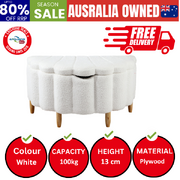 Storage Ottoman Scallop Boucle Fleece Foot Stool Seat Chest