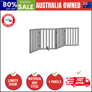 Wooden Pet Gate Dog Fence Safety Stair Barrier Security Door 4-Panel Grey