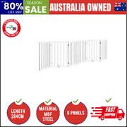 Wooden Pet Gate Dog Fence Safety Stair Barrier Security Door 6-Panel 80cm