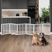 Wooden Pet Gate Dog Fence Safety Stair Barrier Security Door 6 Panels