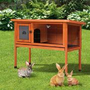  Rabbit Hutch Wooden Cage Chicken Coop Free Standing 91cm House Outdoor
