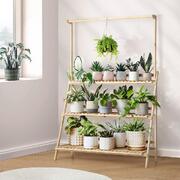 Versatile Wooden Plant Stand for Outdoor and Indoor Spaces
