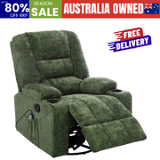 Recliner Chair 360 Swivel Heated Electric Massage Chair Green