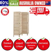 4 Panel Room Divider Timber Wooden Natural