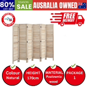 6 Panel Room Divider Timber Wooden Natural