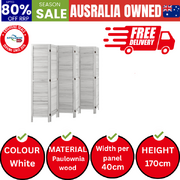 6 Panel Room Divider Timber Wooden Fold White
