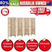 8 Panel Room Divider Timber Wooden Natural