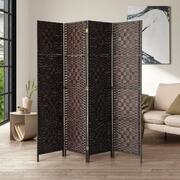 4 Panel Room Divider Privacy Screen Brown