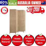 4 Panel Room Divider Privacy Screen Wood