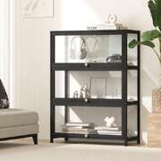 Display Cabinet 3 Tiers Clear Door Black