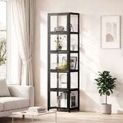 5-Tier Display Cabinet Bookcase Bamboo Black | EXTG