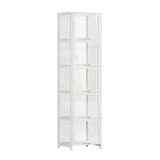 5-Tier Display Cabinet Bookcase White Bamboo | EXTG