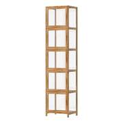 Display Cabinet 5-Tier Slim Storage Shelves Brown