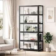 5-Tier Display Cabinet Bookcase Black Bamboo | EXTG